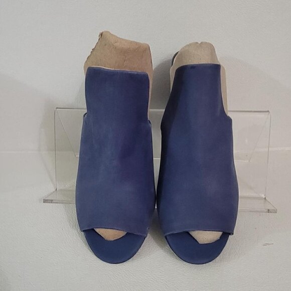 DKNY Womens Hester Fabric Peep Toe Mules, Blue Suede Heels - Picture 3 of 10